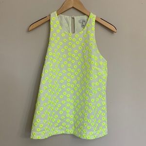 J.Crew Chartreuse Floral Tank Sz 2